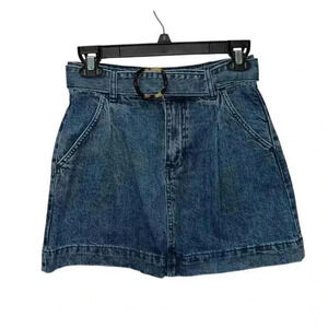 We The Free People Jade Belted Denim Jean Skirt Size 25 Blue Cotton A Line
